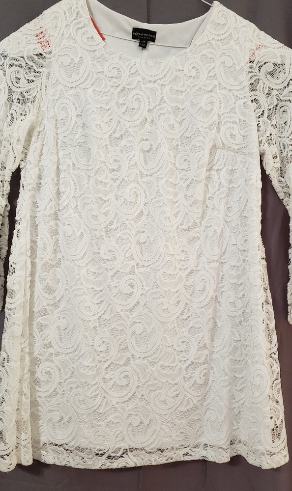 Connected Apparel White Lace Dress
